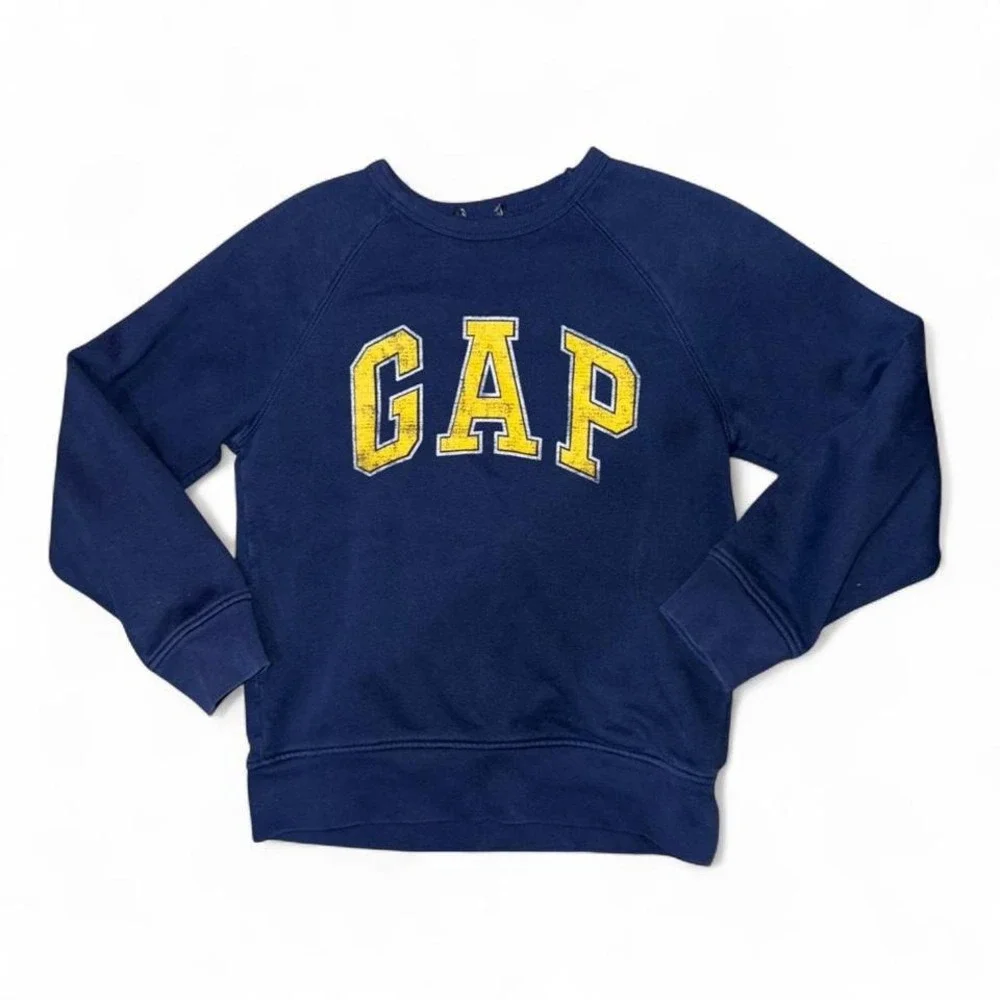 GAP KIDS NAVY W/YELLOW LOGO SWEATSHIRT MEDIUM 8-10 UNISEX‎